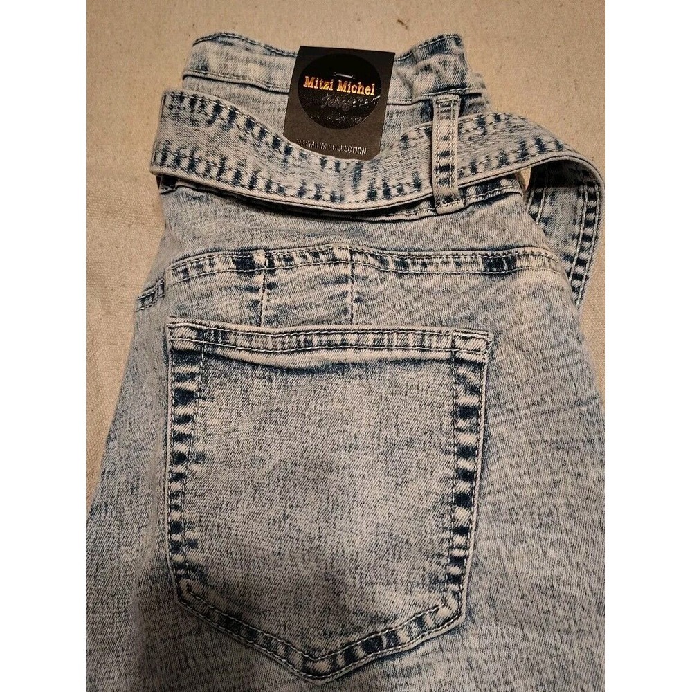 Mitzi Michel Button Front Acid Washed Size 5 NWT Boot Cut Retro High‎ Rise Z - Picture 2 of 9